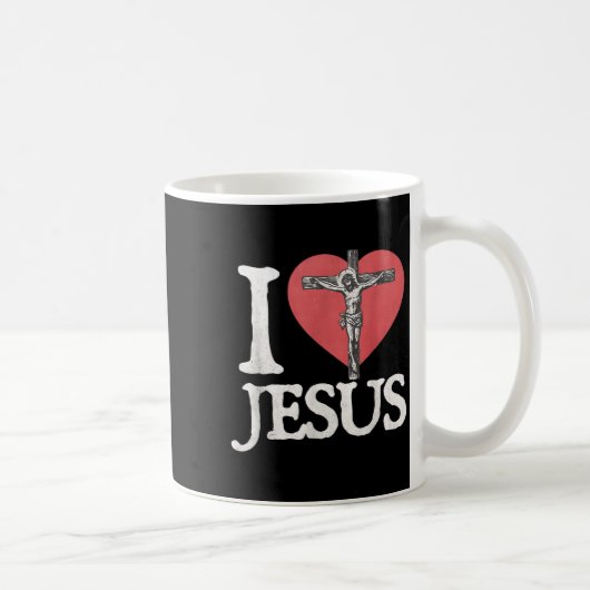 I Love Jesus Retro Christian Religious For Men Wom Kaffeetasse (Rechts)