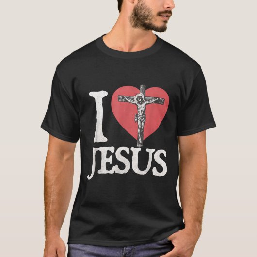I Love Jesus Retro Christian Religious For Men Wom T-Shirt (Vorderseite)