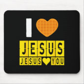 I Love Jesus Waffle Heart Jesus Loves You Funny Br Mousepad (Vorne)