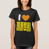 I Love Jesus Waffle Heart Jesus Loves You Funny Br T-Shirt (Vorderseite)