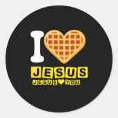 I Love Jesus Waffle Heart Runder Aufkleber (Vorderseite)