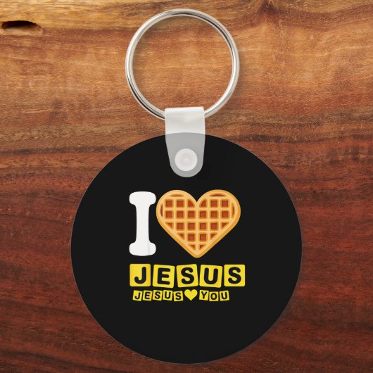 I Love Jesus Waffle Heart Schlüsselanhänger (Vorderseite)