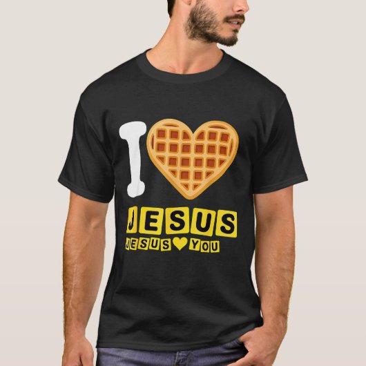 I Love Jesus Waffle Heart T-Shirt (Vorderseite)