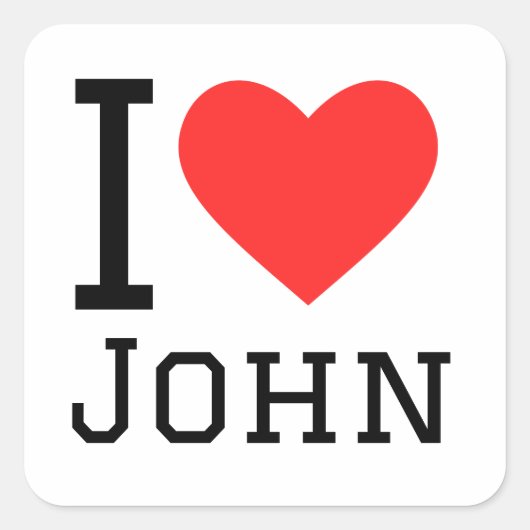 I love john quadratischer aufkleber (Vorderseite)