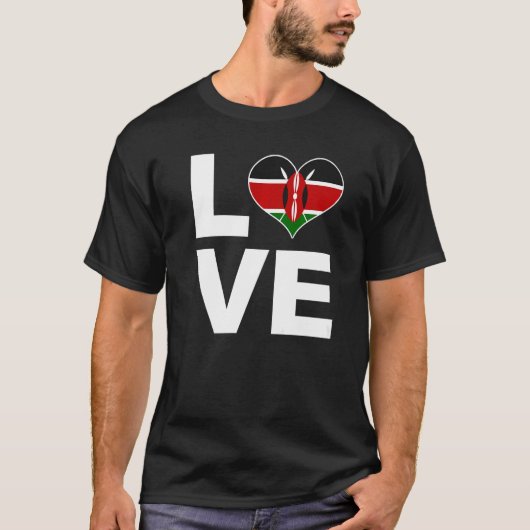 I Love Kenya Heart Flag T-Shirt (Vorderseite)