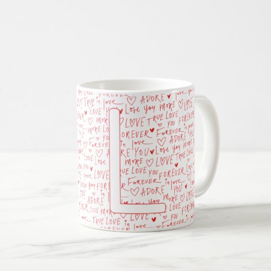 I Love L You — Personalized Initial “L” Romantic D Kaffeetasse (VorderseiteRechts)