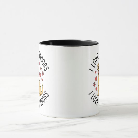 I Love Labradors Mug – With Hearts & Paw Prints Tasse (Zentrum)