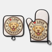 I Love Labradors Oven Mitt & Pot Holder Set (Vorderseite)