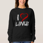 I Love Linux with Heart Penguin Tux Open Source Os Sweatshirt (Vorderseite)