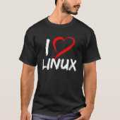 I Love Linux with Heart Penguin Tux Open Source Os T-Shirt (Vorderseite)