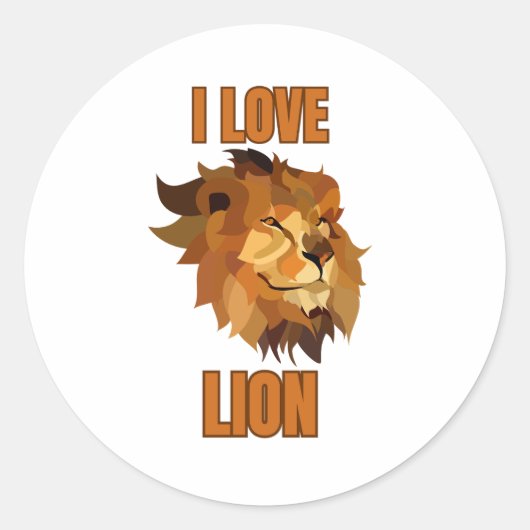 I LOVE LION – Bold Wildlife Art for Animal Fans Runder Aufkleber (Vorderseite)
