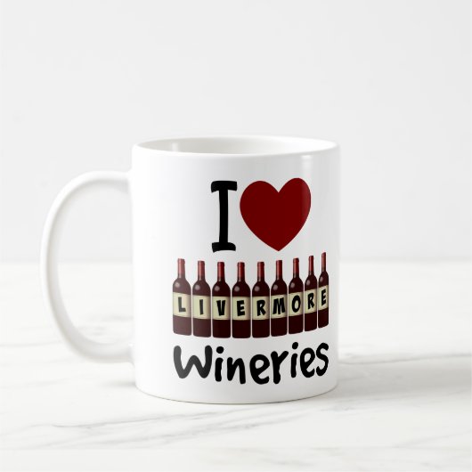 I Love Livermore Wineries Heart and Wine Bottles Kaffeetasse (Links)