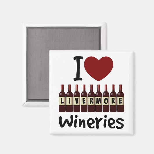 I Love Livermore Wineries Heart and Wine Bottles Magnet (Vorderseite/Rückseite)
