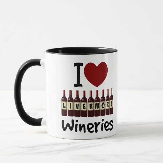 I Love Livermore Wineries Heart and Wine Bottles Tasse (Links)