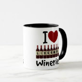 I Love Livermore Wineries Heart and Wine Bottles Tasse (VorderseiteRechts)