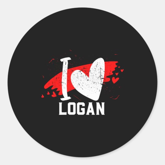 I Love Logan I Heart Logan  Runder Aufkleber (Vorderseite)