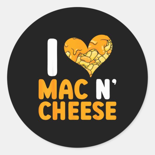 I Love Mac N' Cheese Funny Mac And Cheese Runder Aufkleber (Vorderseite)