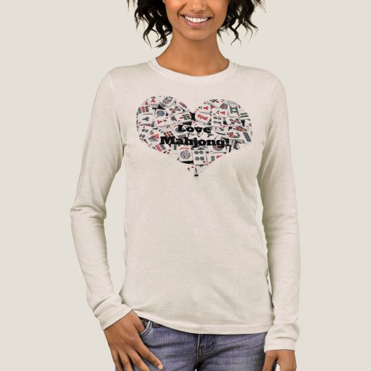I Love Mahjong Long Sleeve T-Shirt Tri-Blend Shirt (Vorderseite)