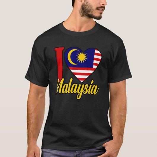 I Love Malaysia Flag T-Shirt (Vorderseite)