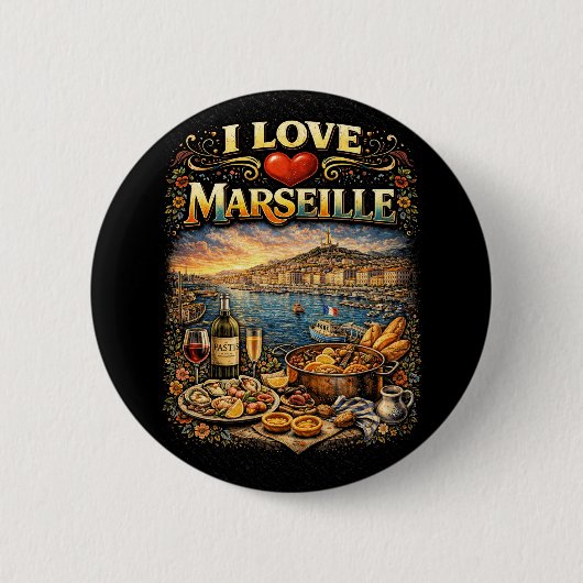 I love Marseille Button (Vorderseite)
