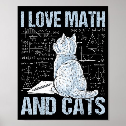 I Love Math And Cats Science Teacher Student Funny Poster (Vorne)