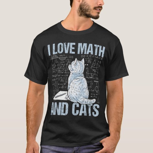 I Love Math And Cats Science Teacher Student Funny T-Shirt (Vorderseite)