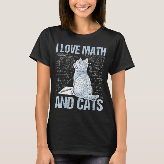 I Love Math And Cats Science Teacher Student Funny T-Shirt (Vorderseite)