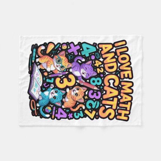 I Love Math And Cats Teacher Student  Fleecedecke (Vorderseite (Horizontal))