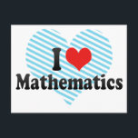 I Love Mathematics Postkarte<br><div class="desc">I Love Mathematics
Great I Love Mathematics product with a big heart filled with red stripes. This and many more Mathematics gifts, with also other calculus products for Mathematics lovers available at our store.</div>