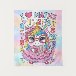I Love Maths Cute Unicorn Calculator Poster for Ki Wandteppich