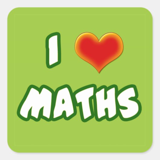 I LOVE MATHS - GREEN MODEL QUADRATISCHER AUFKLEBER (Vorderseite)