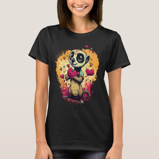 I Love Meerkats Valentines Day Heart Animal Artwor T-Shirt (Vorderseite)