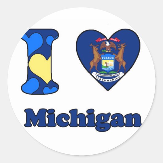 I love Michigan Runder Aufkleber (Vorderseite)