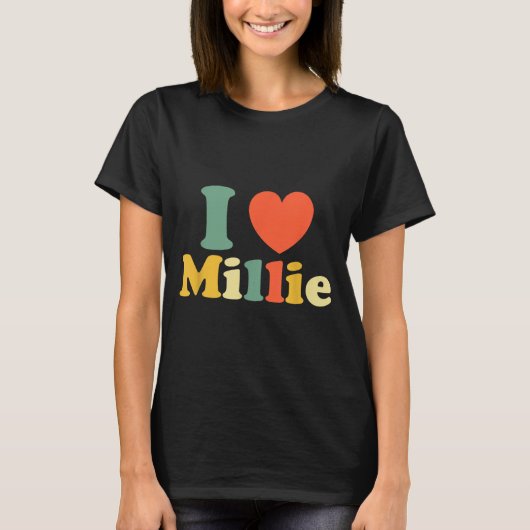 I Love Millie, I Heart Millie, Red Heart Valentine T-Shirt (Vorderseite)