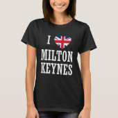 I Love Milton Keynes England Union Jack Flag Heart T-Shirt (Vorderseite)
