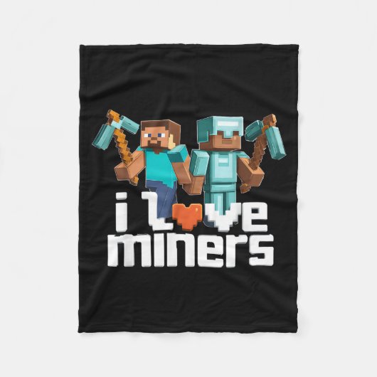I Love Miners Funny Mining Gamer Xel Ckaxe  Fleecedecke (Vorderseite)