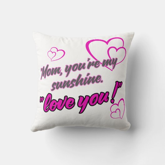 "I love mom" Decorative Throw Pillow - Heart Desig Kissen (Rückseite)