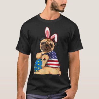 I Love Mom Mother Day Support Ukraine US Flag Bu T-Shirt