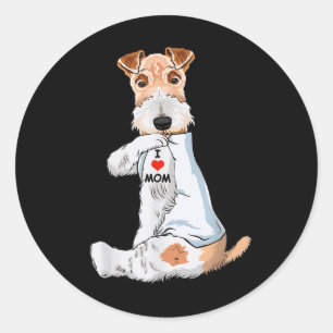 I Love Mom Tattoo Wire Fox Terrier Mom Dog Lover W Runder Aufkleber