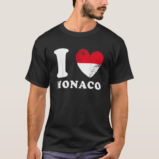 I Love Monaco Drapeau en forme de cœur Monaco 1 T-Shirt (Vorderseite)