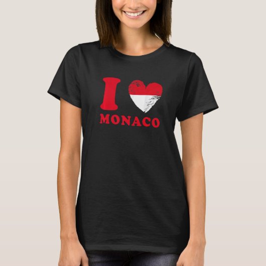 I Love Monaco Drapeau en forme de cœur Monaco 1 T-Shirt (Vorderseite)