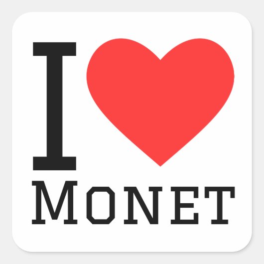 I love Monet Quadratischer Aufkleber (Vorderseite)