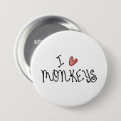 I Love Monkeys Cute Handwritten Typography Button (Vorne & Hinten)