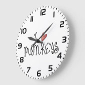 I Love Monkeys Cute Handwritten Typography Große Wanduhr (Winkel)