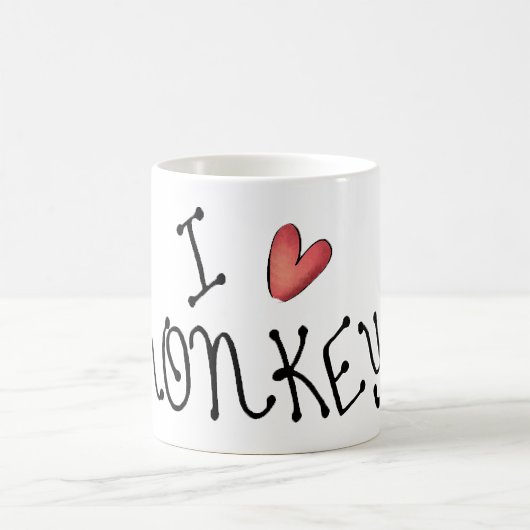 I Love Monkeys Cute Handwritten Typography Kaffeetasse
