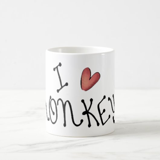 I Love Monkeys Cute Handwritten Typography Kaffeetasse (Mittel)