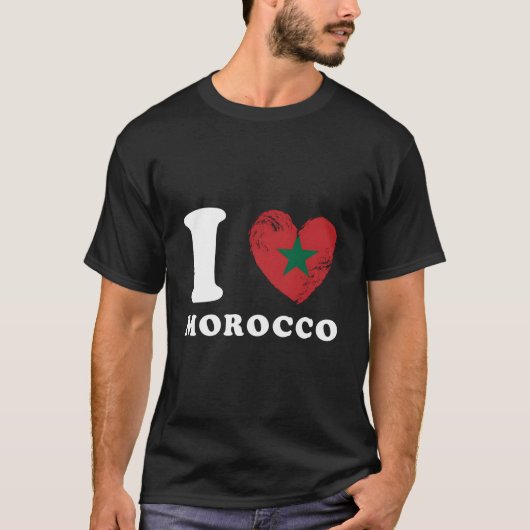 I Love Morocco He Flag Morocco T-Shirt (Vorderseite)