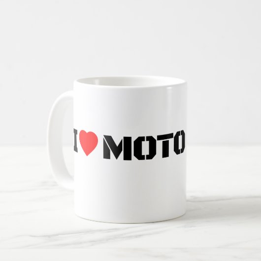 I Love Moto Motorcycle Coffee Mug Kaffeetasse (Vorderseite Links)