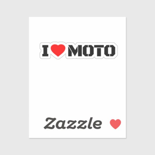 I Love Moto Motorcycle Sticker (Blatt)