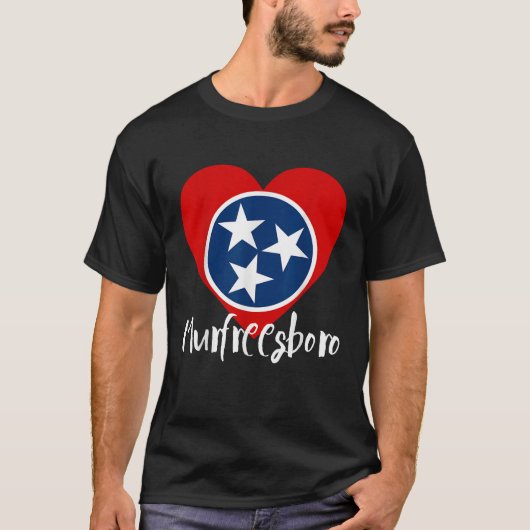 I Love Murfreesboro Tennessee TN State Flag Heart T-Shirt (Vorderseite)